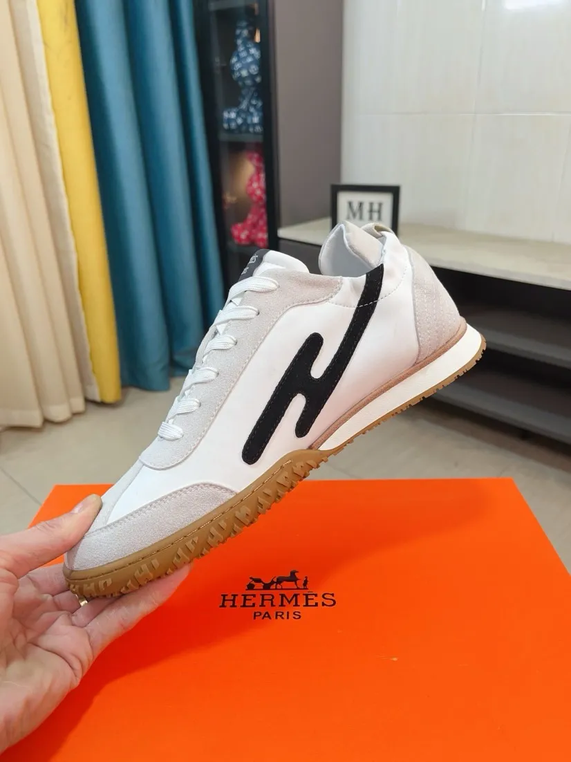 Men's shoes 💰480🌸🌸[HERMES] Hermès sneakers, the upper is made of calfskin and suede, imported materials, full of texture, the lightweight sole is decorated with contrasting patterns, creating a versatile fashion style. Size: 38-44, 45 customized